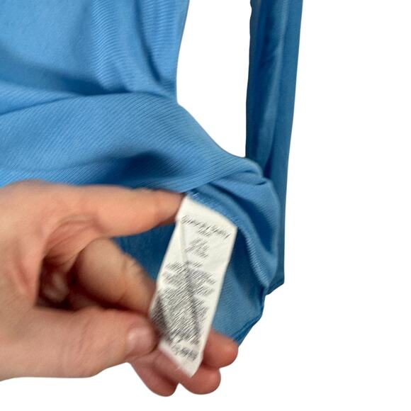 Sweaty Betty Sheer Mesh Long Sleeve Blue Shirt Gym Yoga Active Womens Medium - Picture 4 of 7